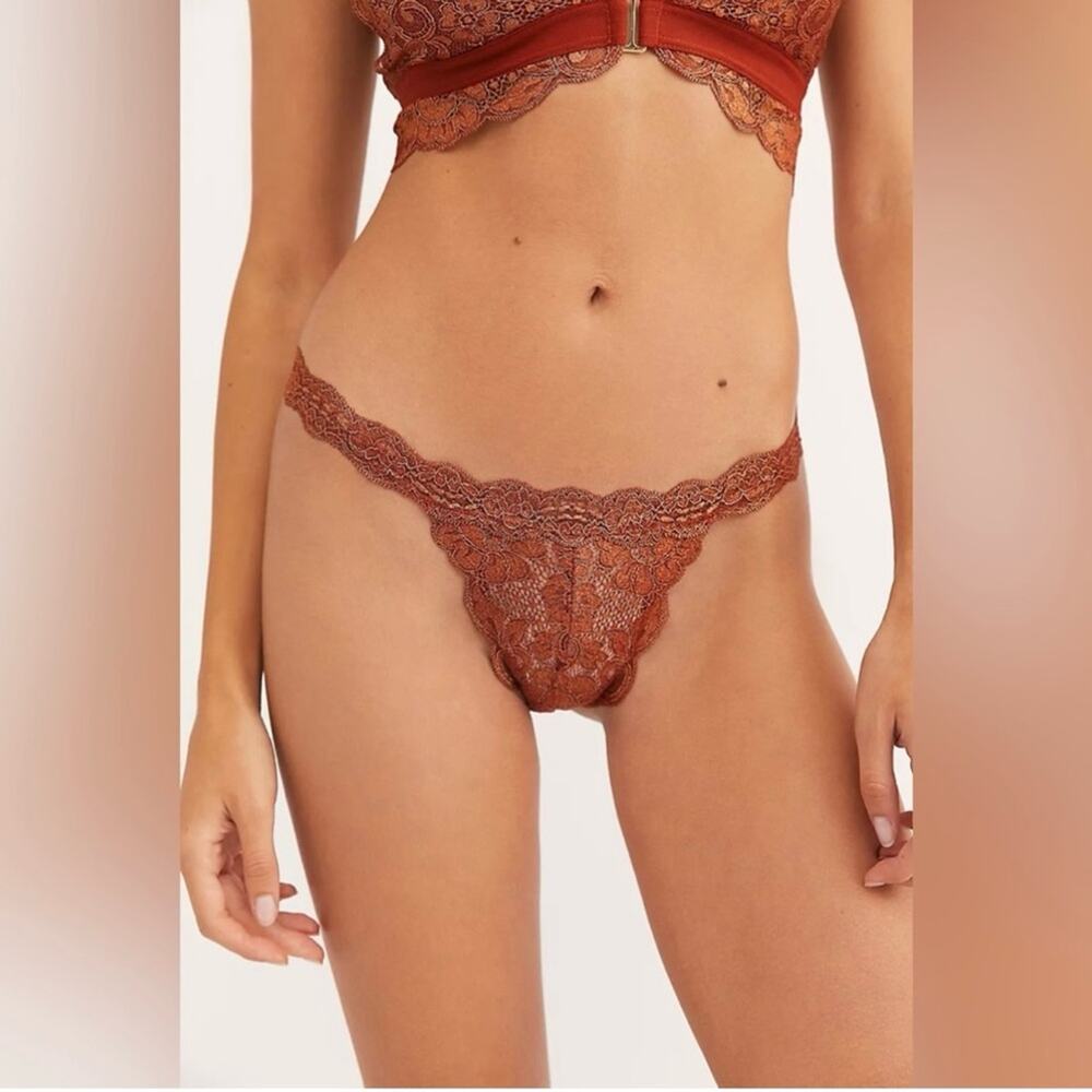 We Are HAH T String Me A Thong G String Panties‎ Bronze Lace Sheer Size L
